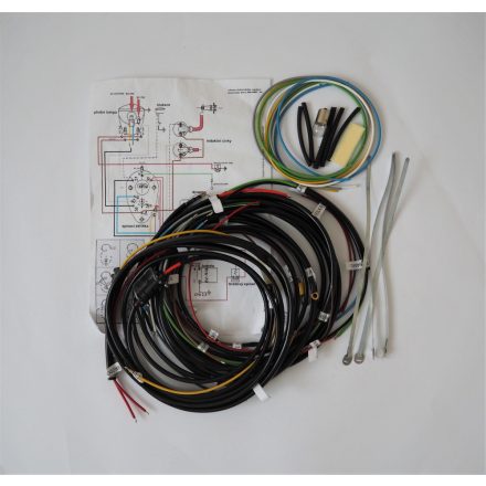 Elektromos kábelköteg és rajz féklámpa-kapcsoló előkészítéssel, Jawa 500 OHC 01