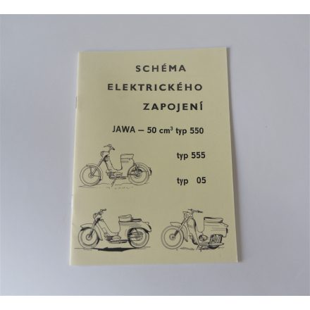 Elektromos bekötési rajz Jawa 50 typ 05/550/555 - szlovák nyelvű A5 formátumú, 20 oldal