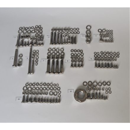 Csavarkészlet (motorblokk csavarjai nélkül), korrózióálló/polírozott, ČZ 150